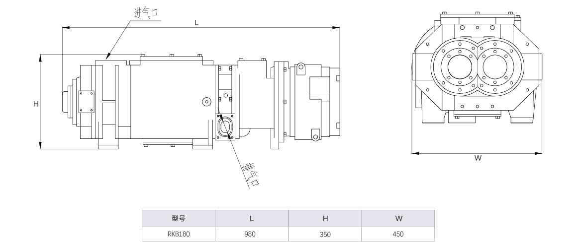RKB0180榦(gan)式螺(luo)桿(gan)真空(kong)泵 水(shui)冷尺(chi)寸(cun)圖(tu)